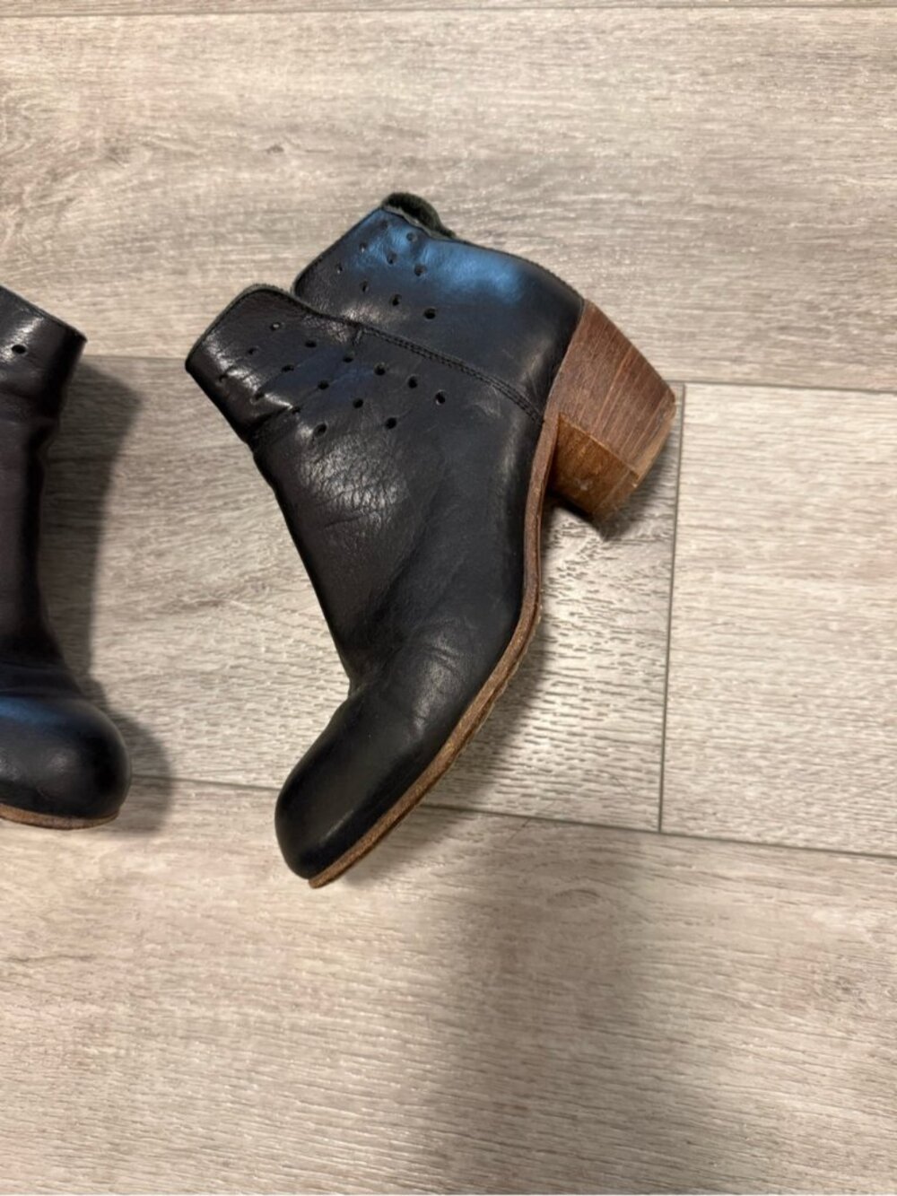 MOMA BLACK Ankle Leather Boots heeled booties size 36.5 made in Italy - Picture 3 of 13